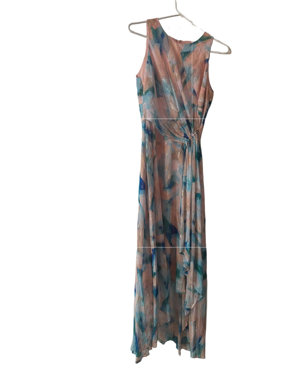 Badgley Mischka Blush Metallic Embroidered Chiffon Dress Sz 2 NWT Retail $625